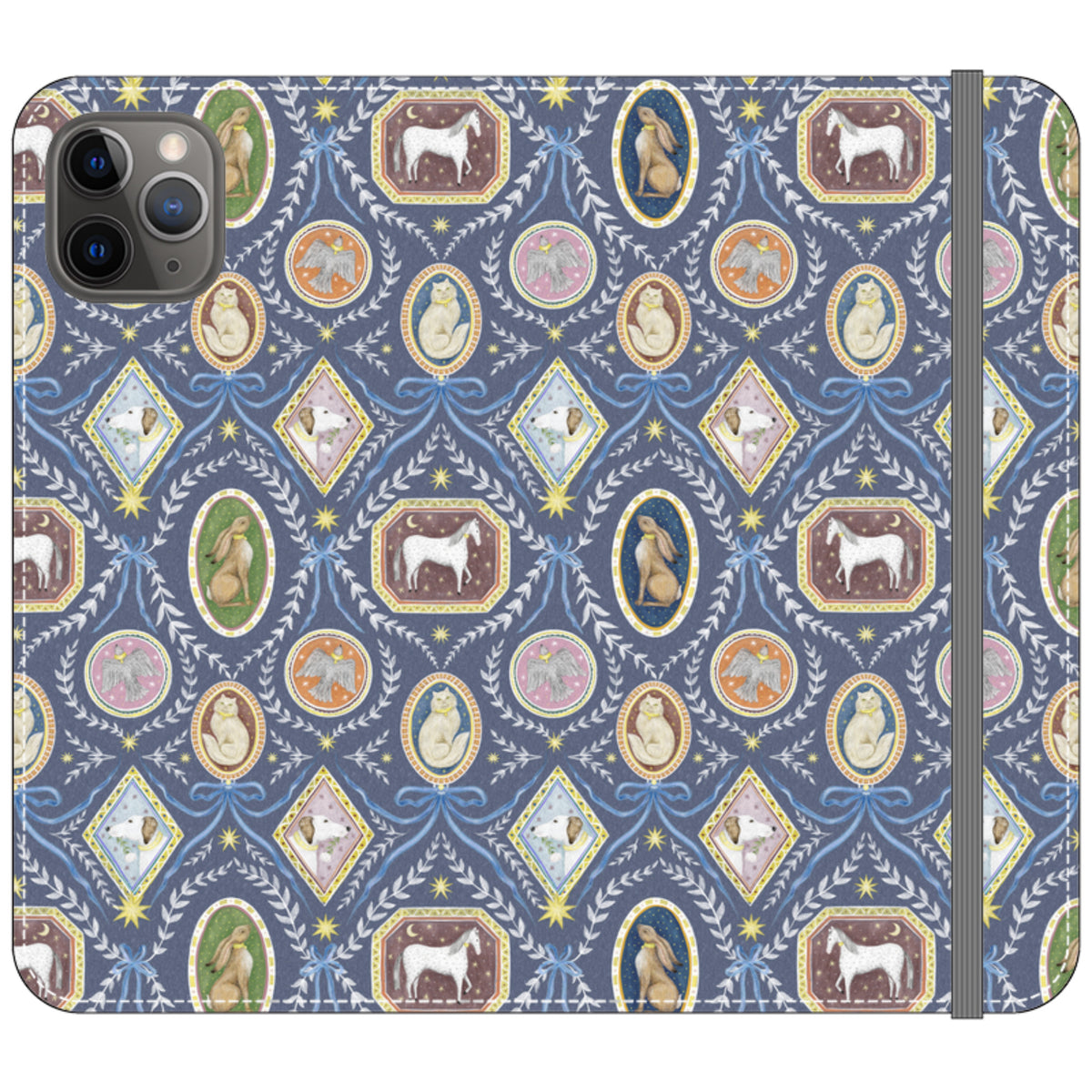 Charleston Dusk Blue Wallet Case By Catherine Rowe