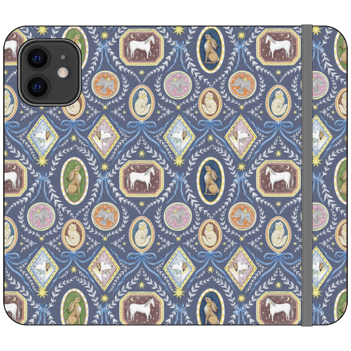 Charleston Dusk Blue Wallet Case By Catherine Rowe
