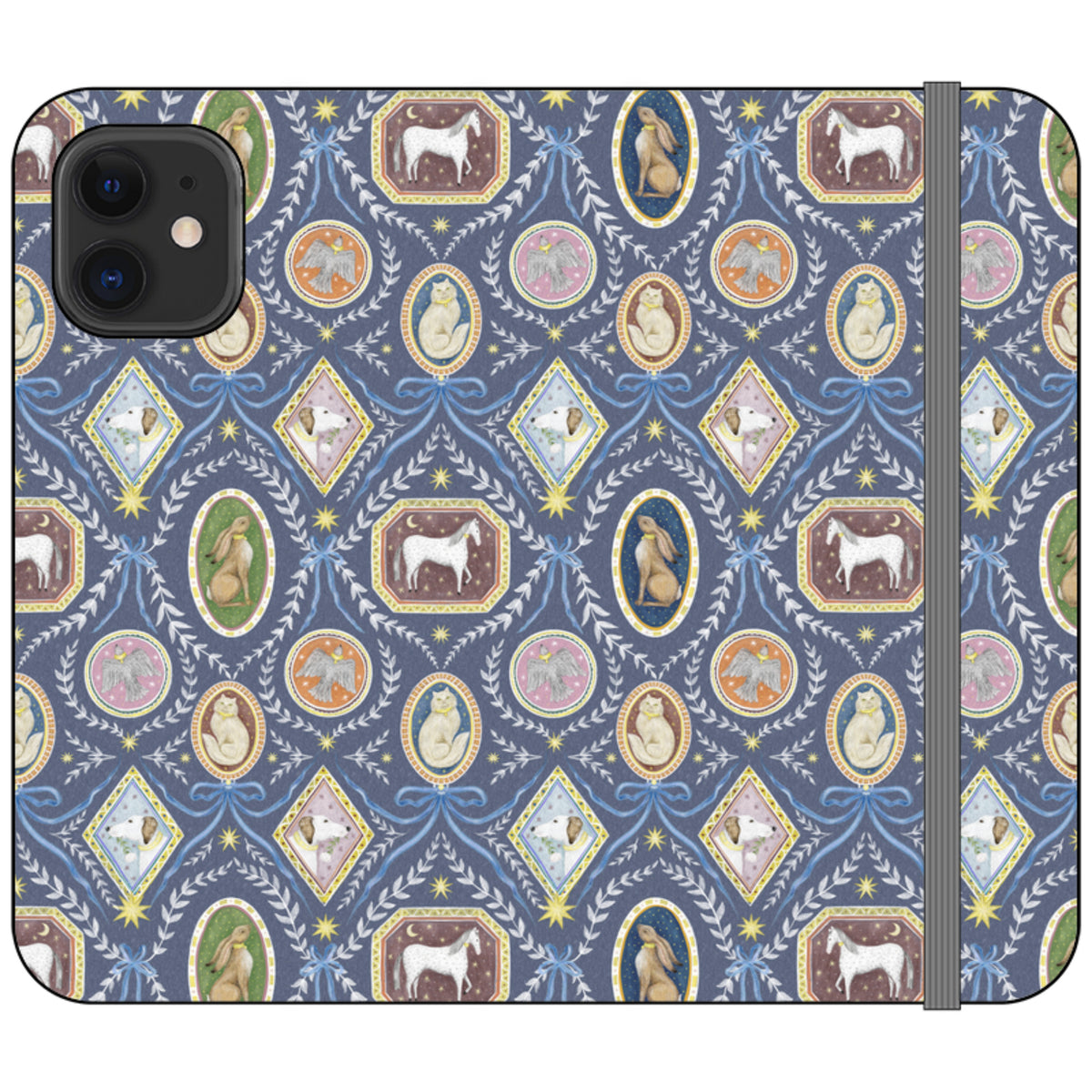 Charleston Dusk Blue Wallet Case By Catherine Rowe