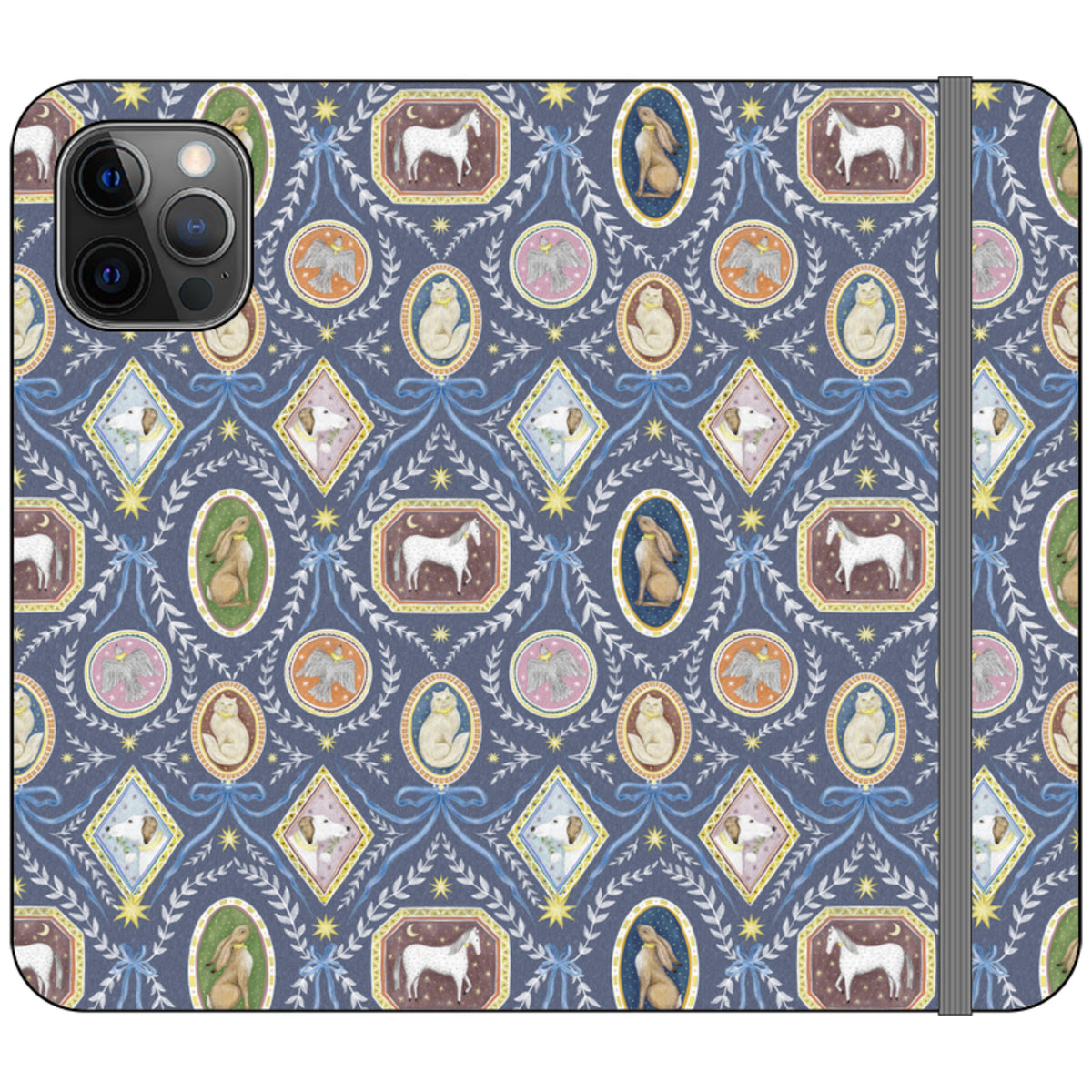 Charleston Dusk Blue Wallet Case By Catherine Rowe