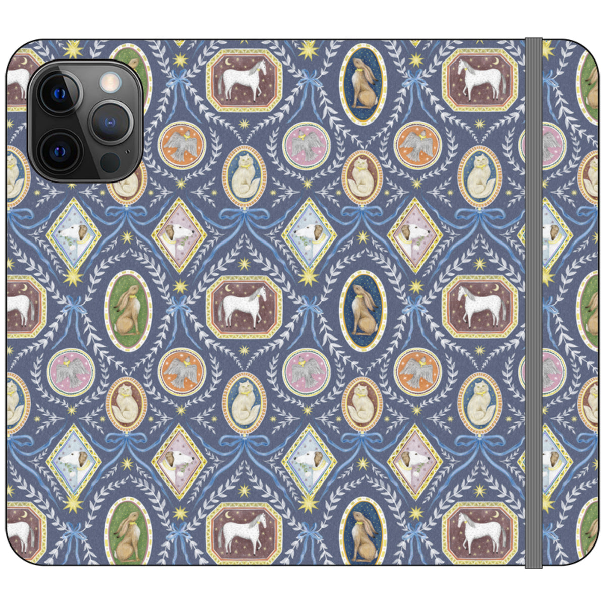 Charleston Dusk Blue Wallet Case By Catherine Rowe