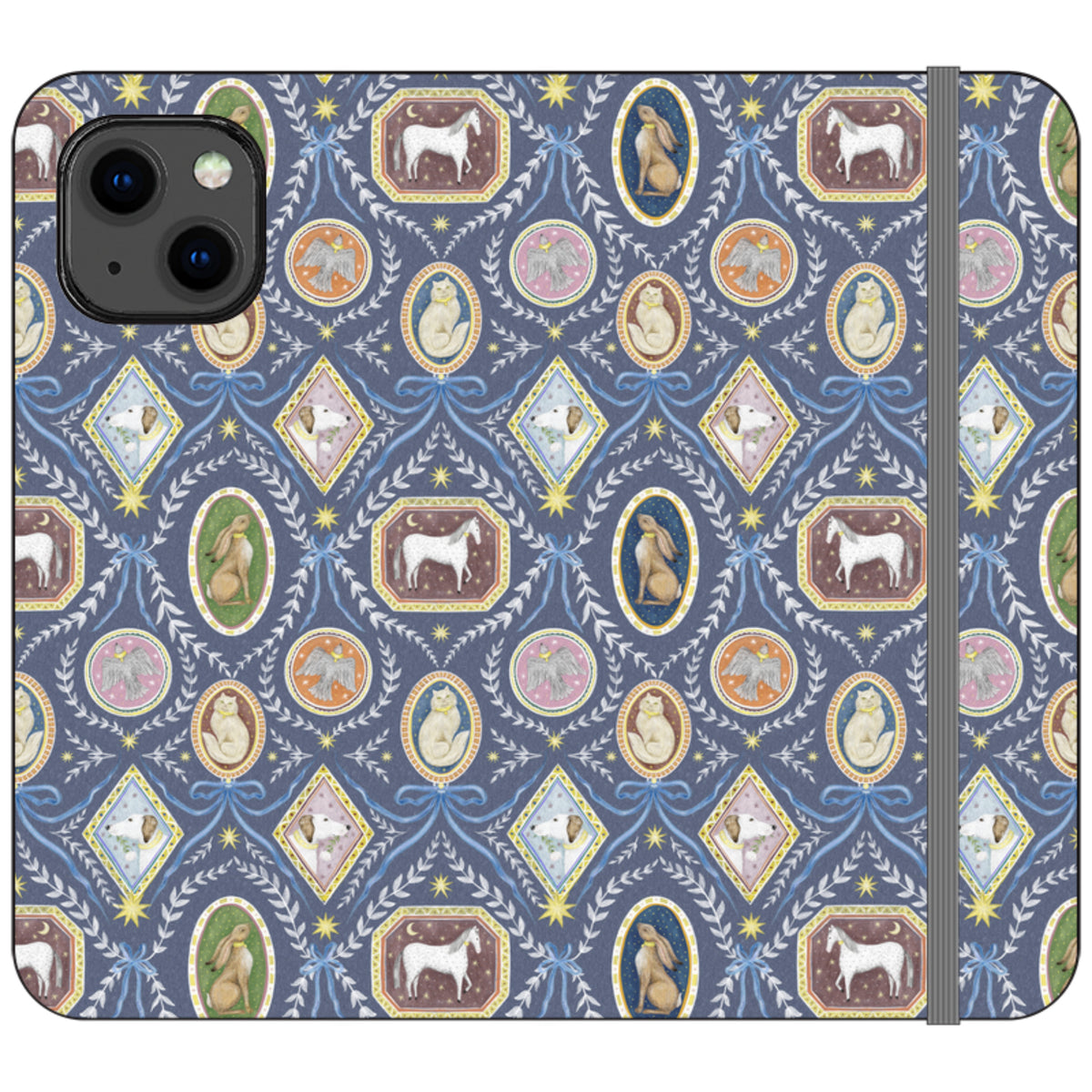 Charleston Dusk Blue Wallet Case By Catherine Rowe