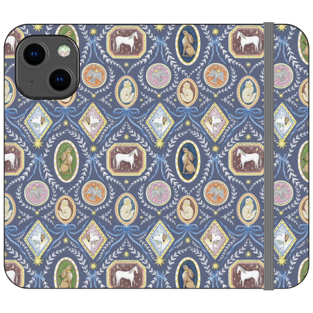 Charleston Dusk Blue Wallet Case By Catherine Rowe