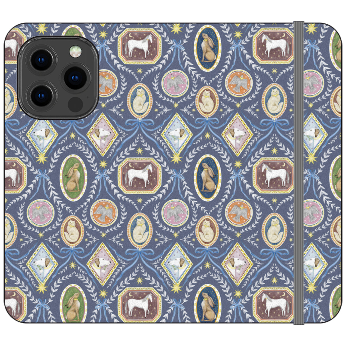 Charleston Dusk Blue Wallet Case By Catherine Rowe