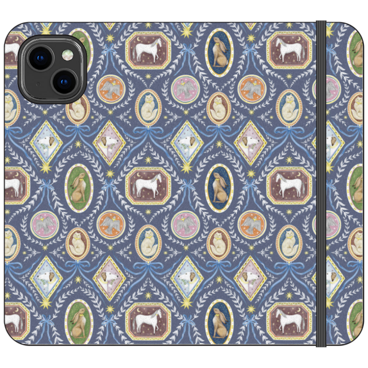 Charleston Dusk Blue Wallet Case By Catherine Rowe