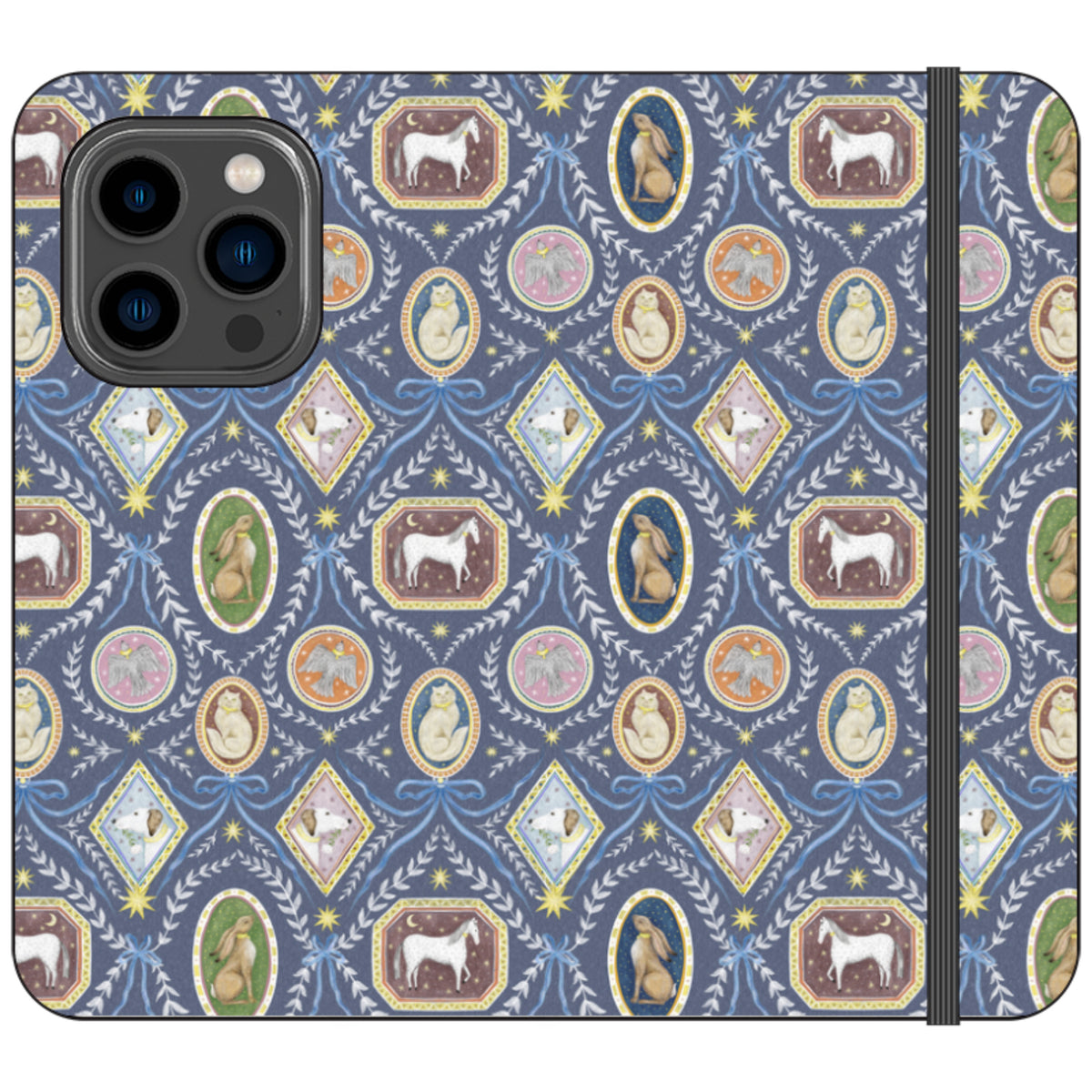 Charleston Dusk Blue Wallet Case By Catherine Rowe