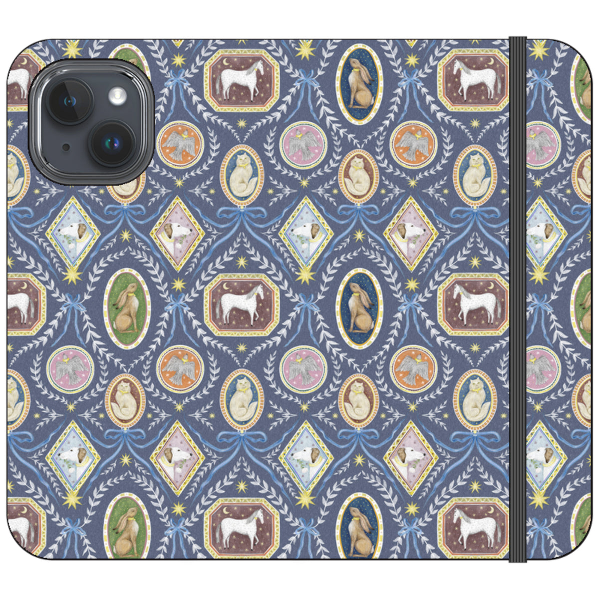 Charleston Dusk Blue Wallet Case By Catherine Rowe