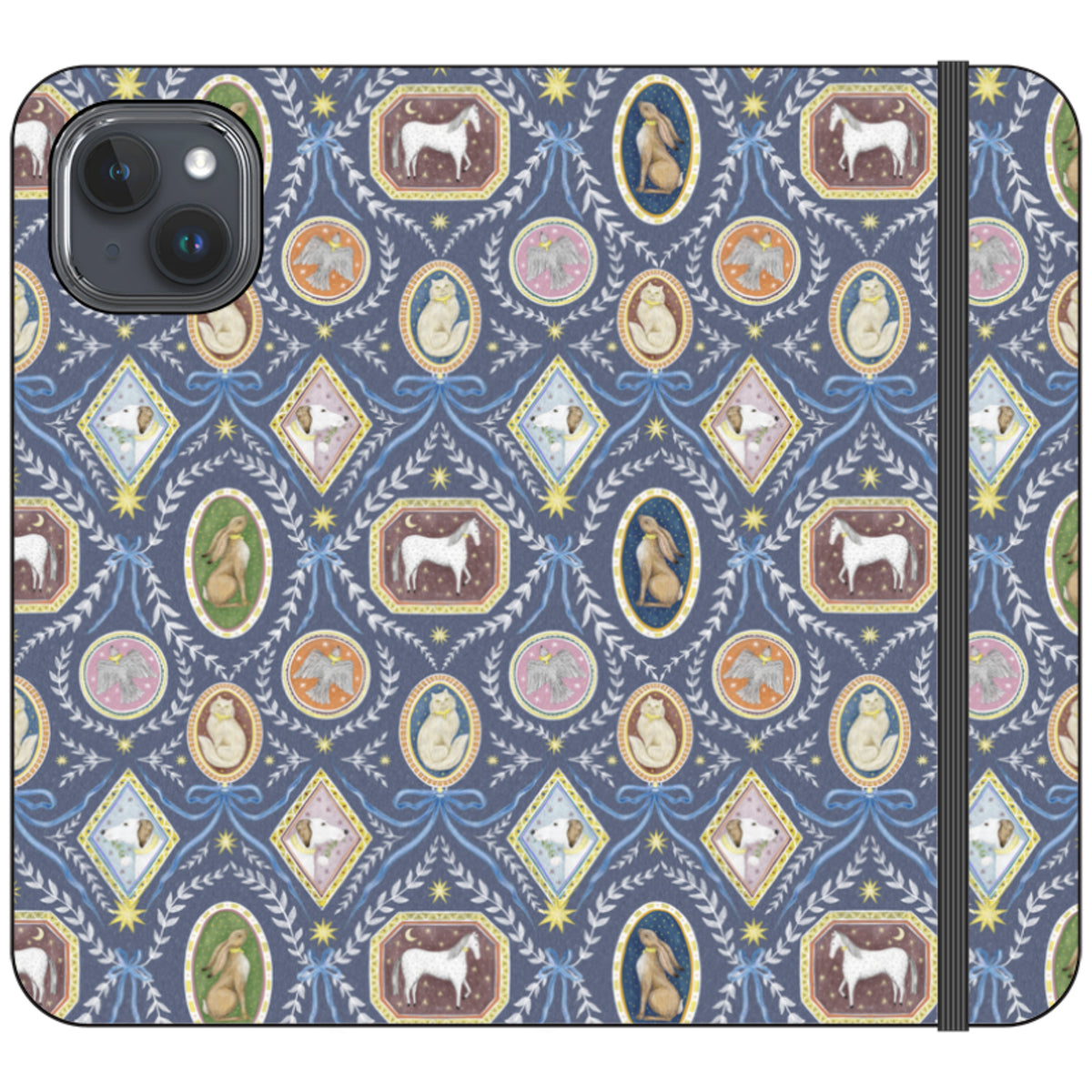 Charleston Dusk Blue Wallet Case By Catherine Rowe