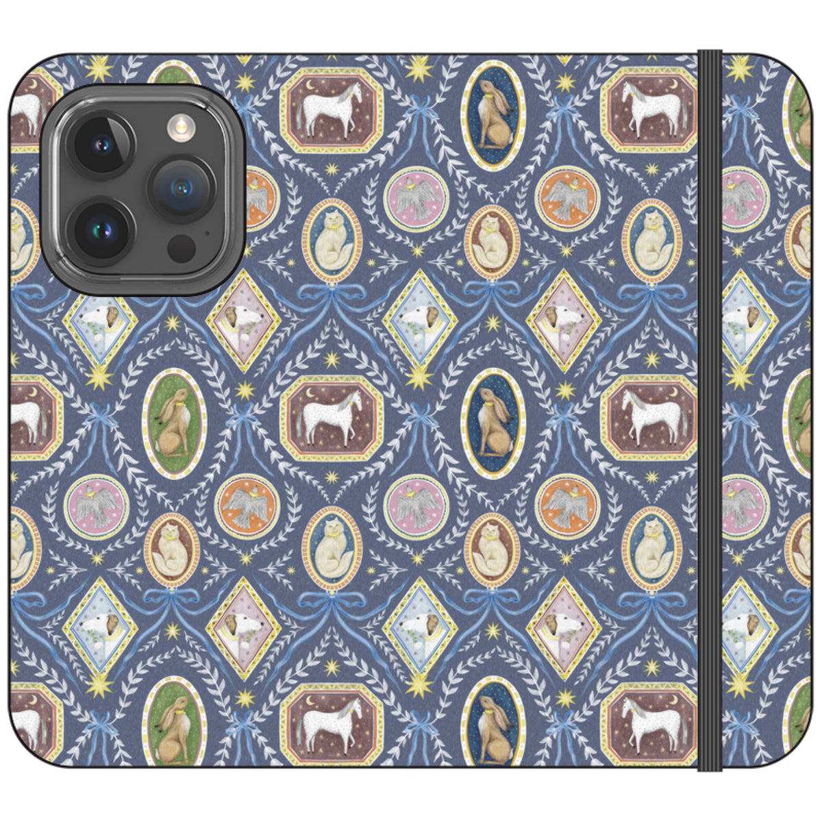 Charleston Dusk Blue Wallet Case By Catherine Rowe