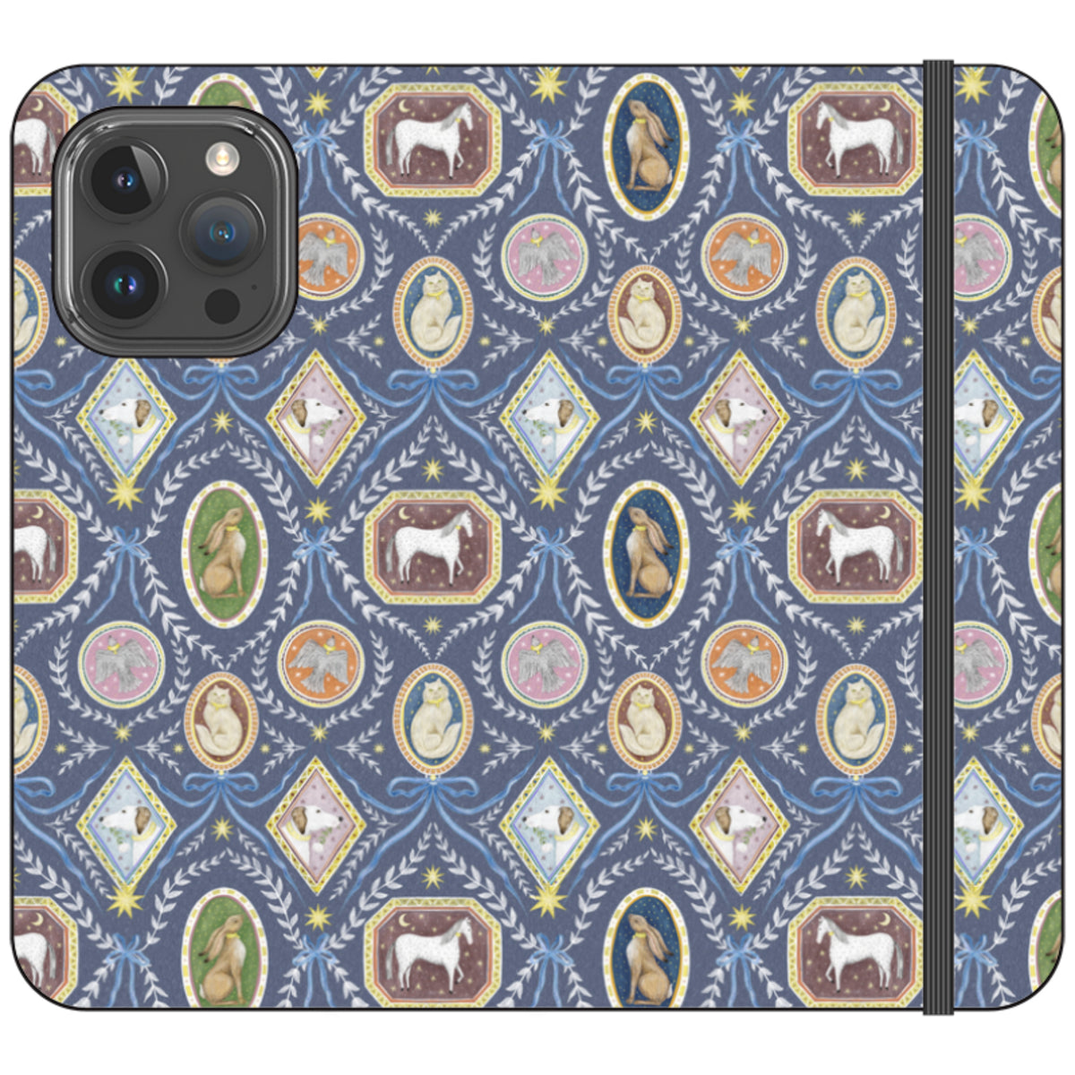 Charleston Dusk Blue Wallet Case By Catherine Rowe