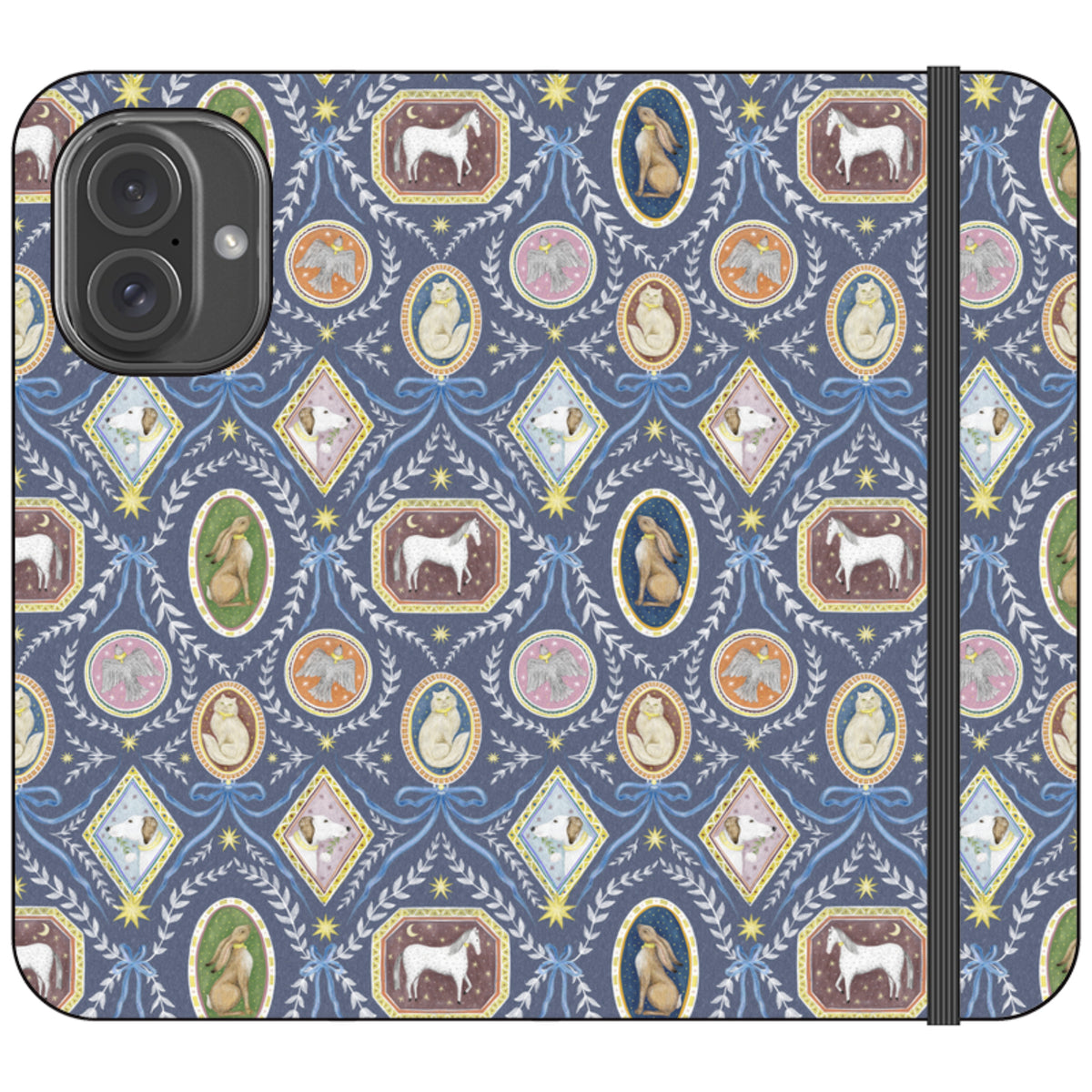 Charleston Dusk Blue Wallet Case By Catherine Rowe