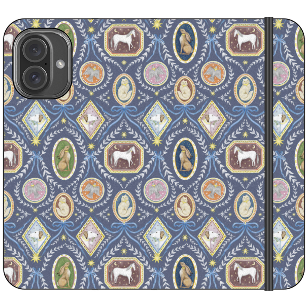 Charleston Dusk Blue Wallet Case By Catherine Rowe