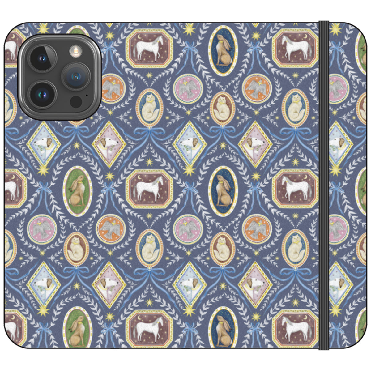 Charleston Dusk Blue Wallet Case By Catherine Rowe