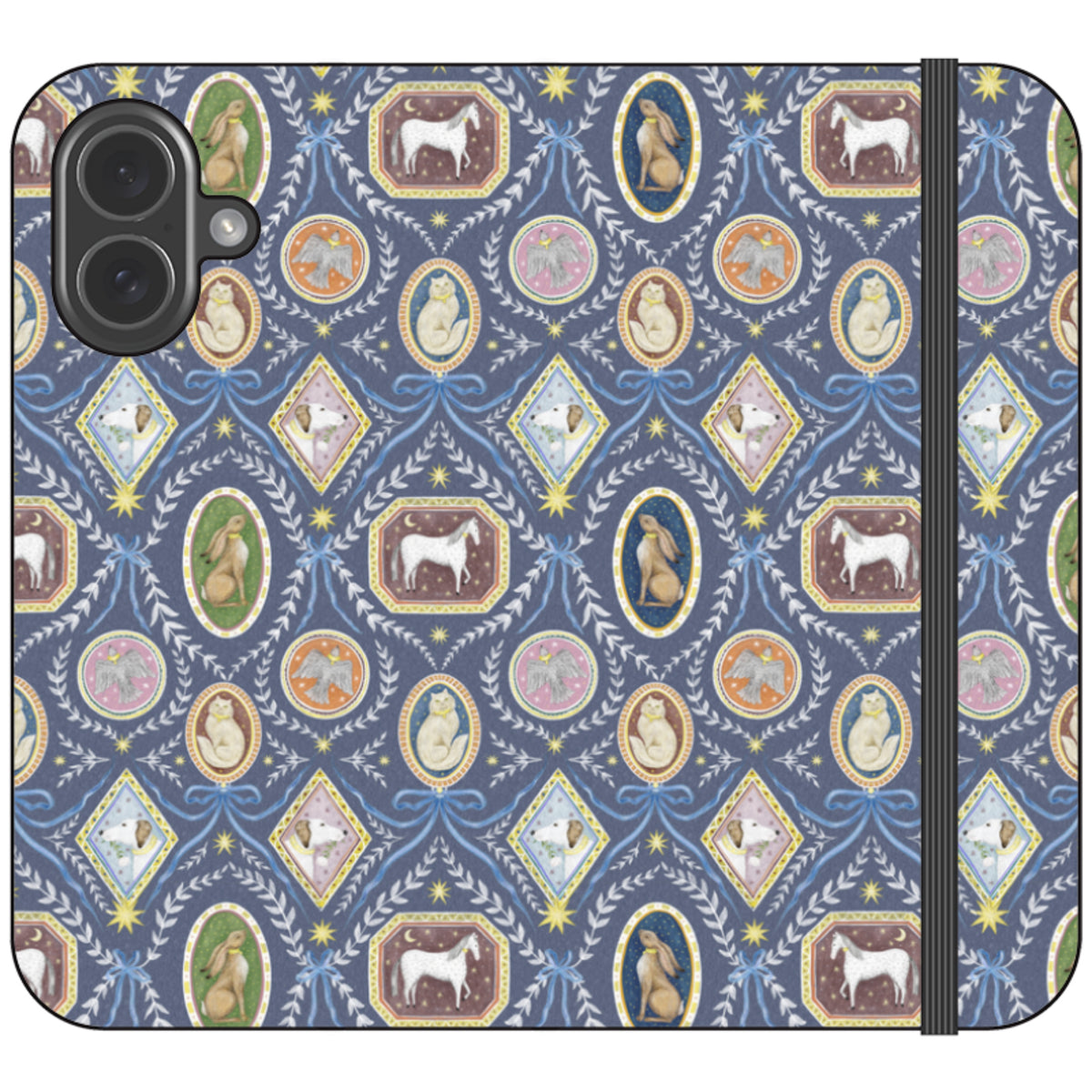 Charleston Dusk Blue Wallet Case By Catherine Rowe