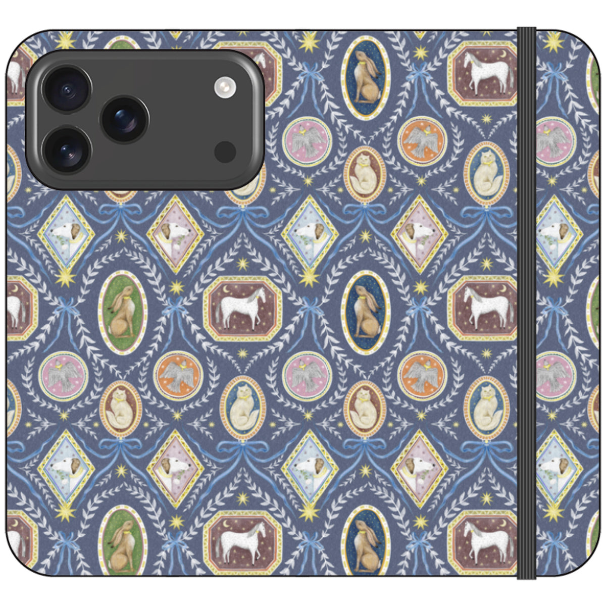 Charleston Dusk Blue Wallet Case By Catherine Rowe
