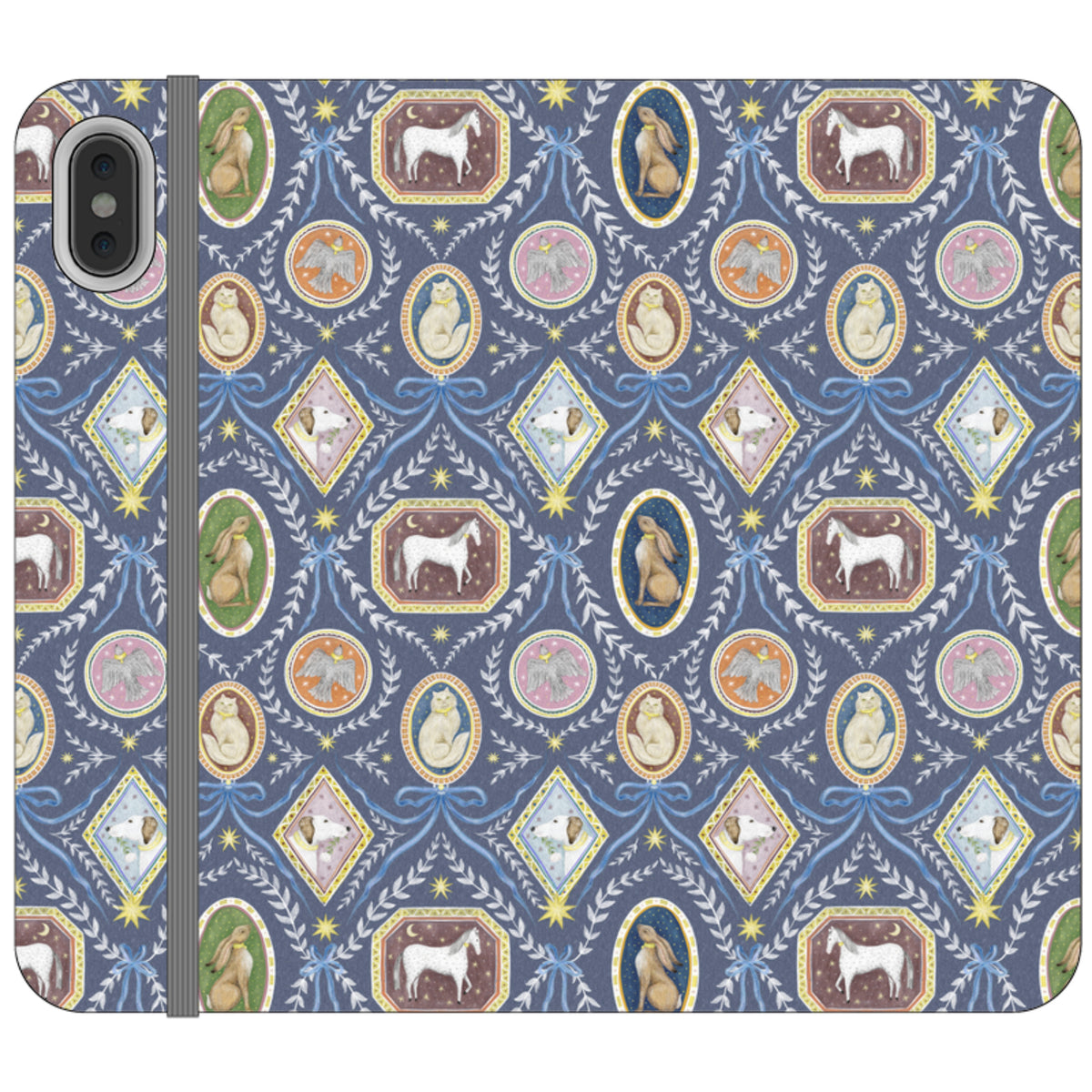 Charleston Dusk Blue Wallet Case By Catherine Rowe