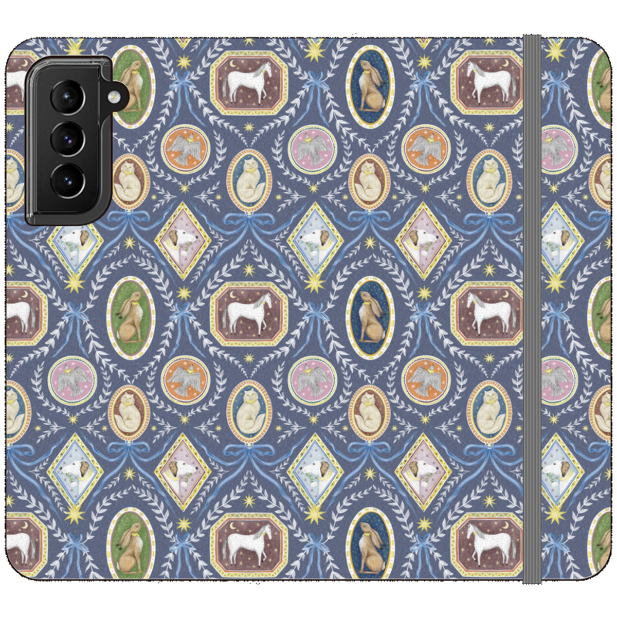 Charleston Dusk Blue Wallet Case By Catherine Rowe