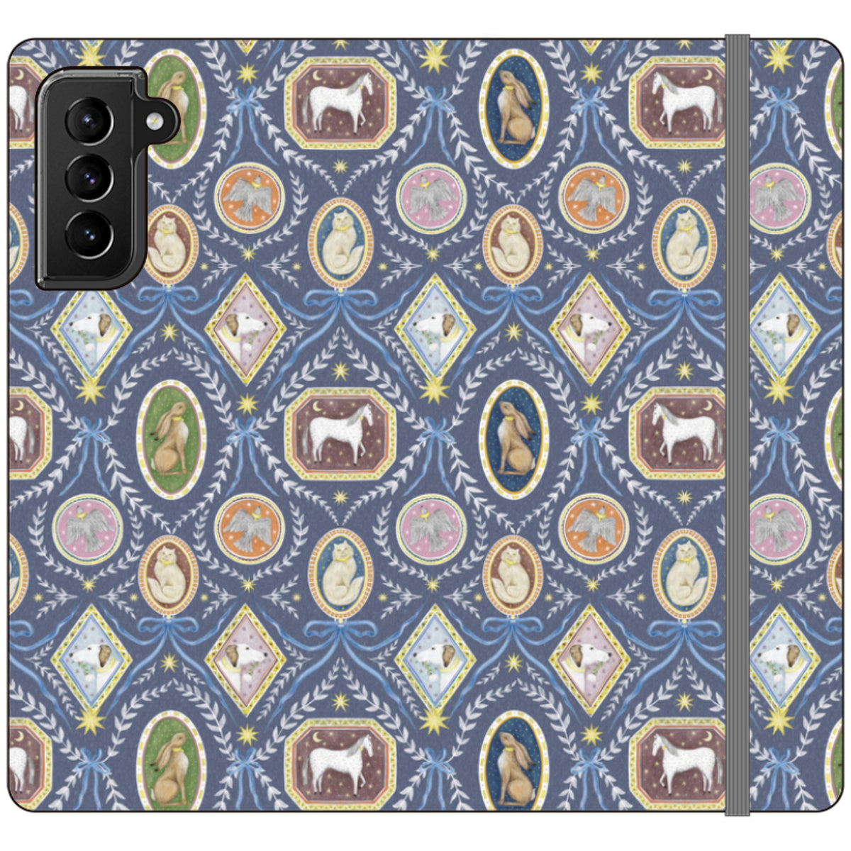 Charleston Dusk Blue Wallet Case By Catherine Rowe