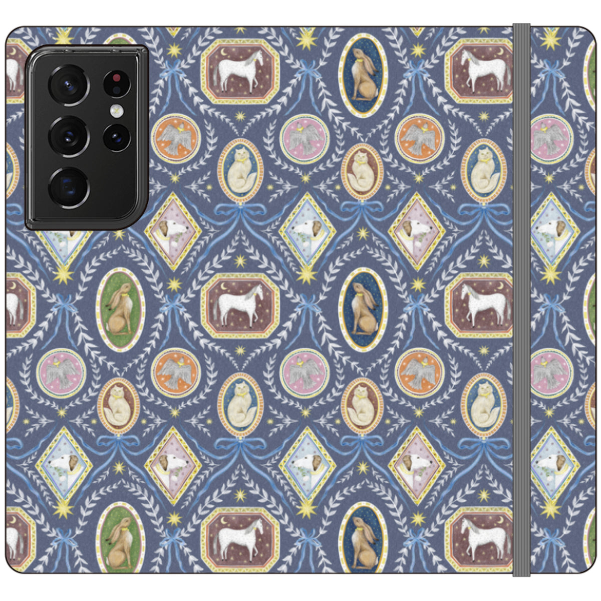 Charleston Dusk Blue Wallet Case By Catherine Rowe