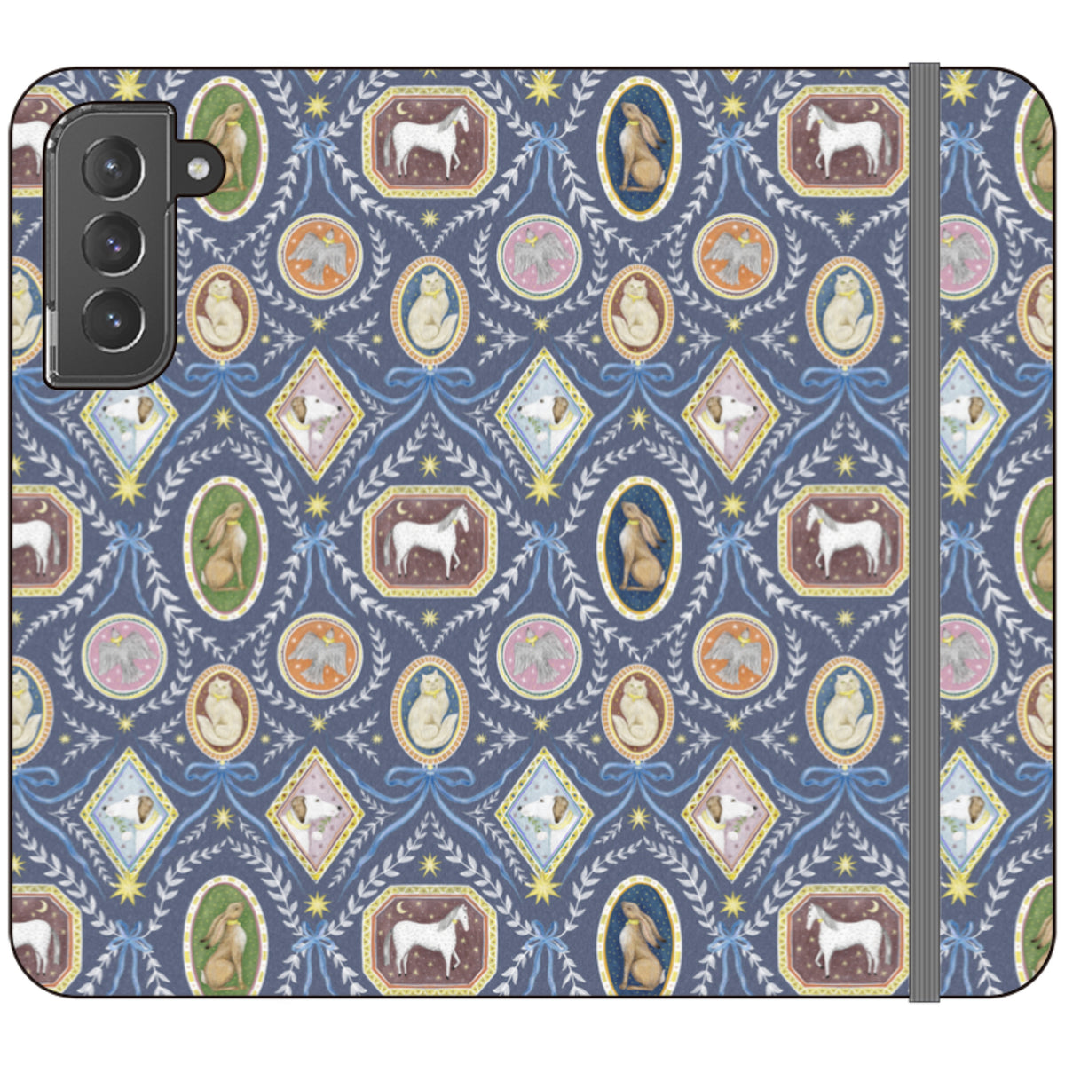 Charleston Dusk Blue Wallet Case By Catherine Rowe