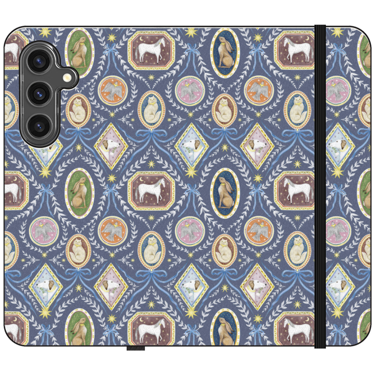 Charleston Dusk Blue Wallet Case By Catherine Rowe