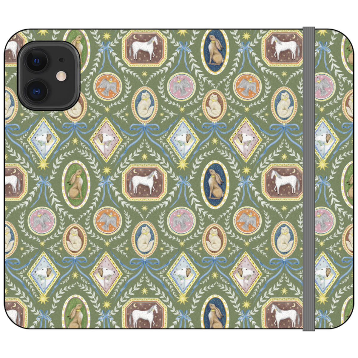 Charleston Moss Green Wallet Case By Catherine Rowe
