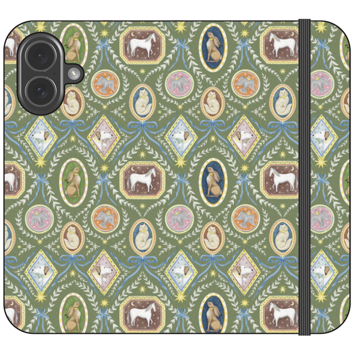 Charleston Moss Green Wallet Case By Catherine Rowe