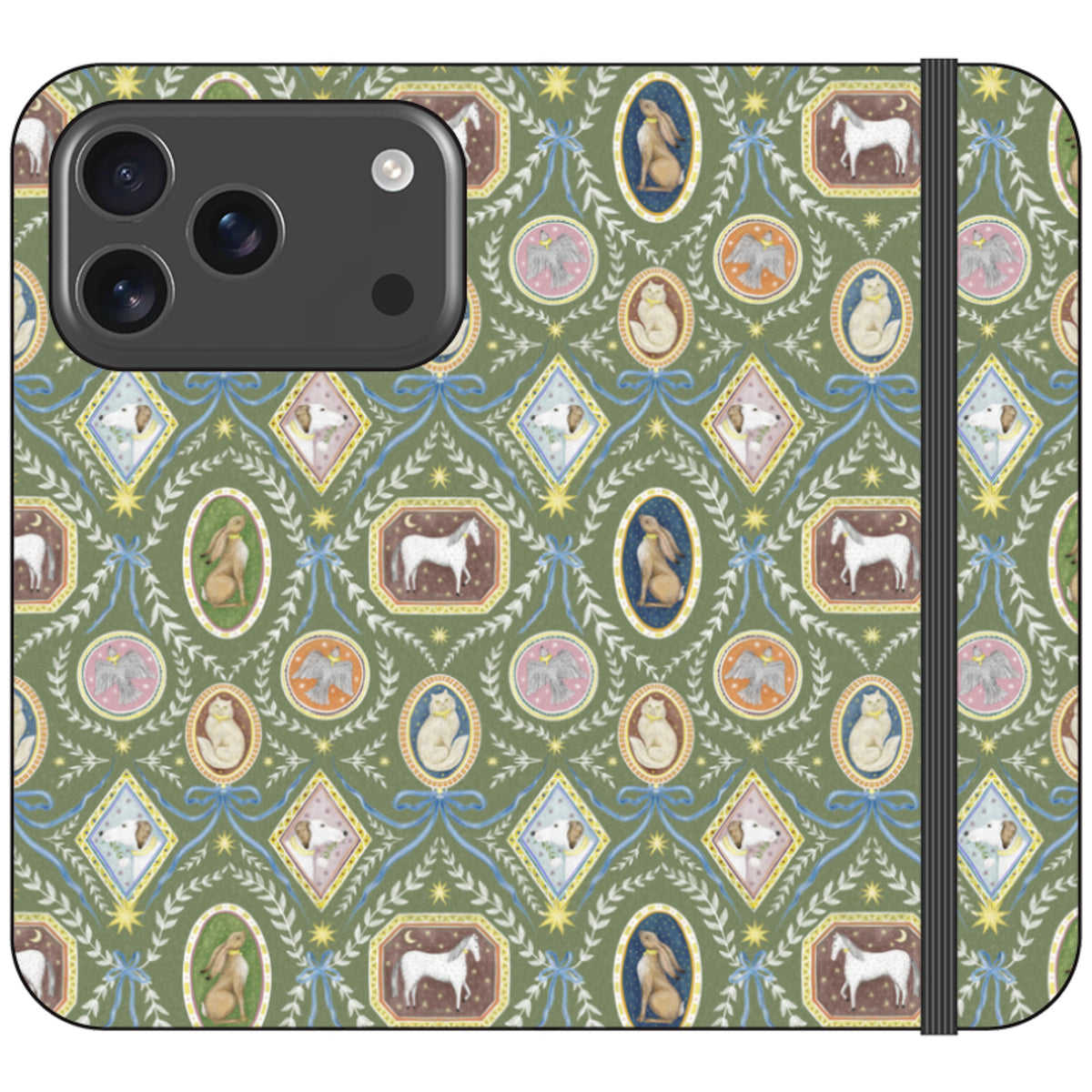 Charleston Moss Green Wallet Case By Catherine Rowe