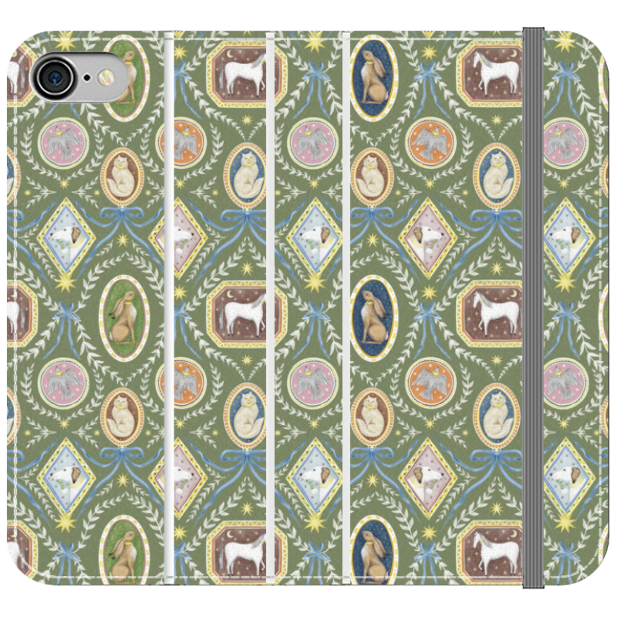 Charleston Moss Green Wallet Case By Catherine Rowe