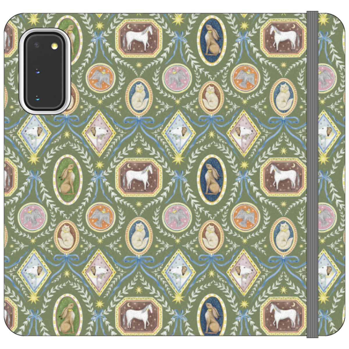 Charleston Moss Green Wallet Case By Catherine Rowe