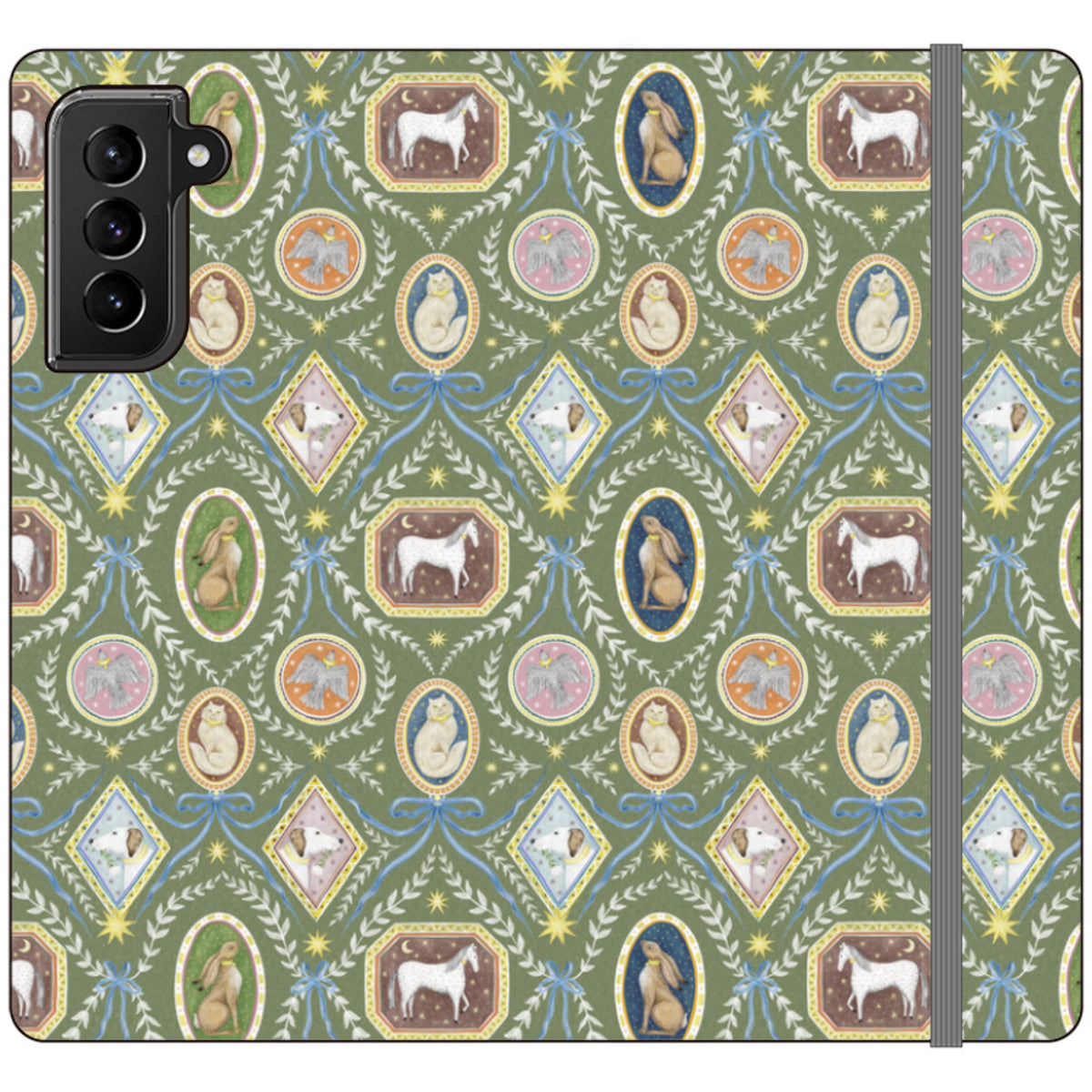 Charleston Moss Green Wallet Case By Catherine Rowe
