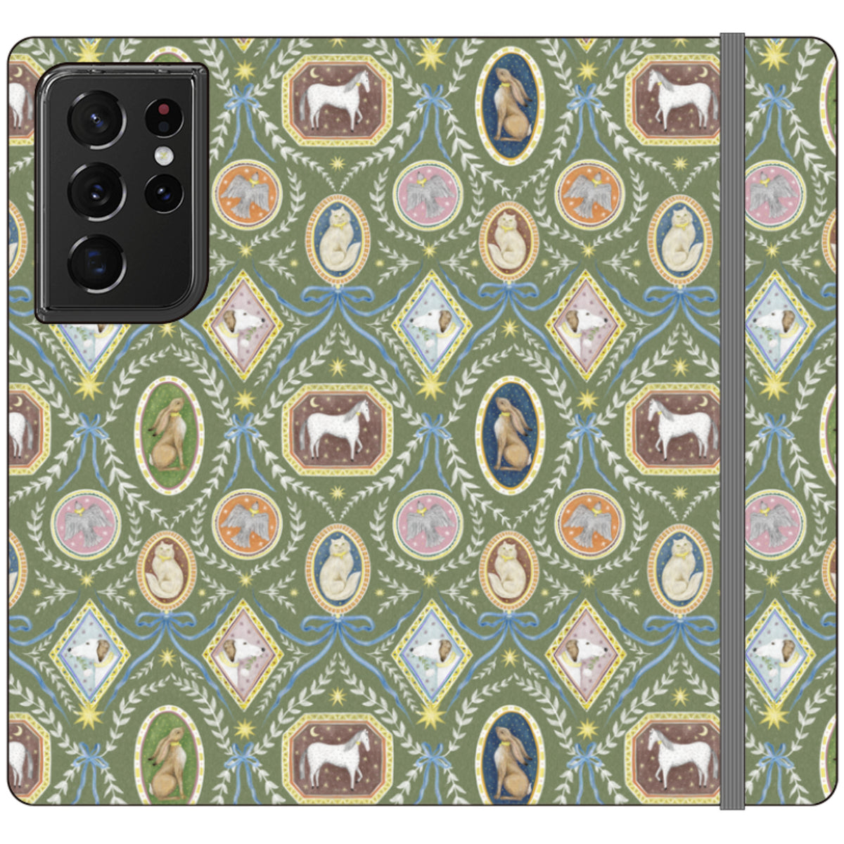 Charleston Moss Green Wallet Case By Catherine Rowe