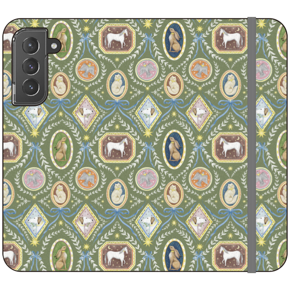 Charleston Moss Green Wallet Case By Catherine Rowe