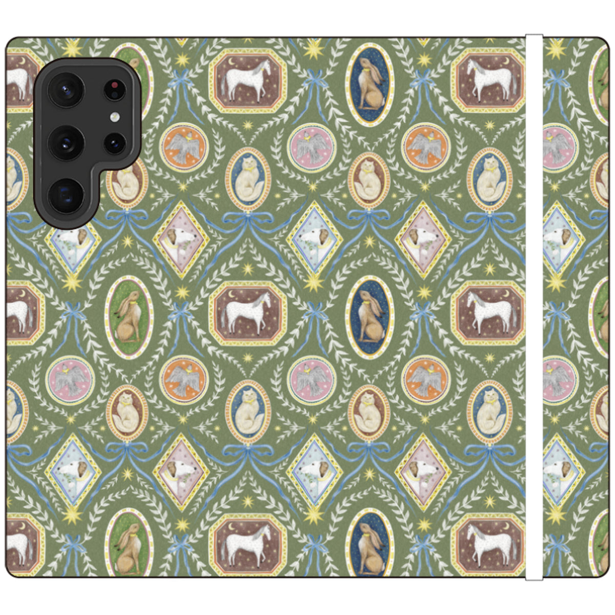 Charleston Moss Green Wallet Case By Catherine Rowe