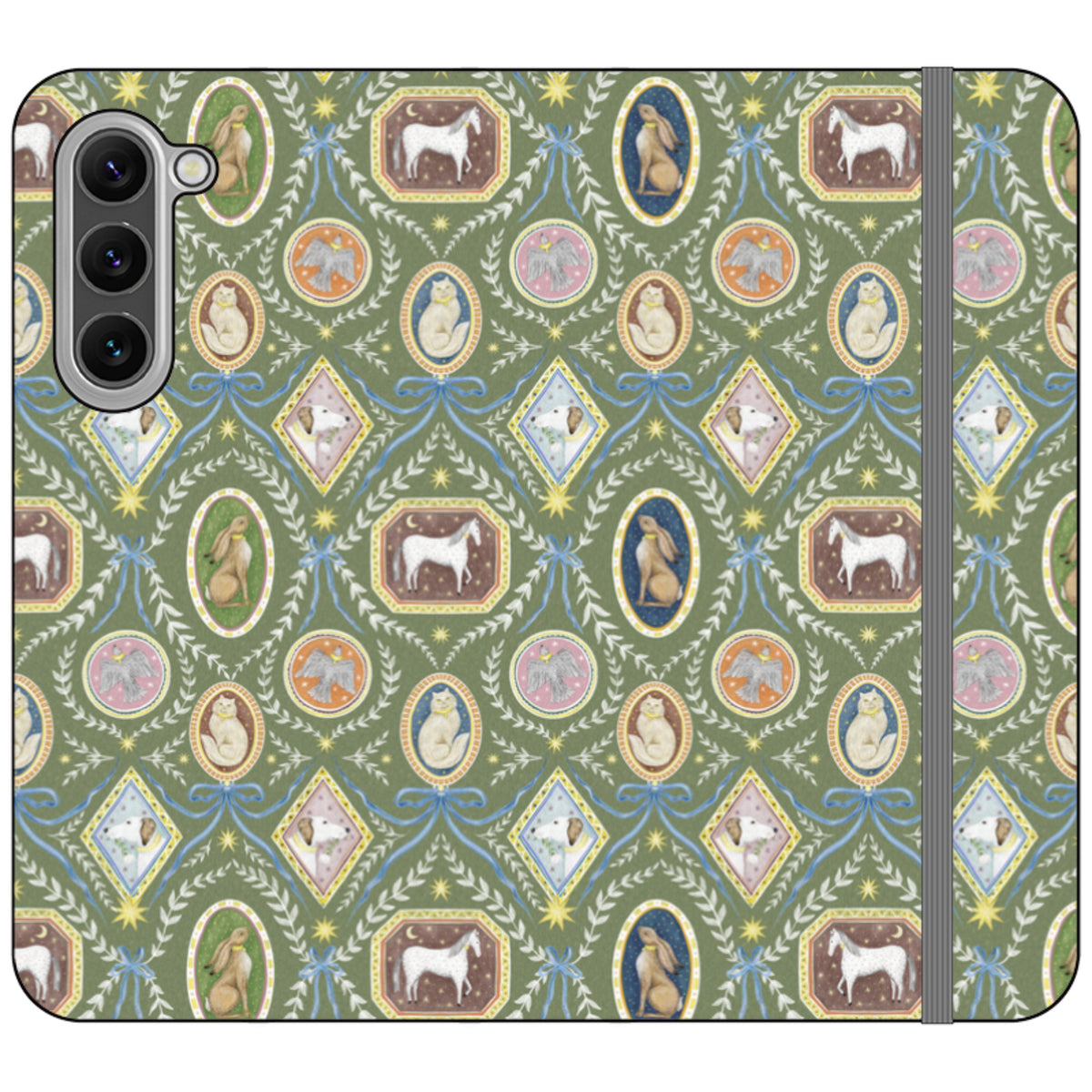 Charleston Moss Green Wallet Case By Catherine Rowe