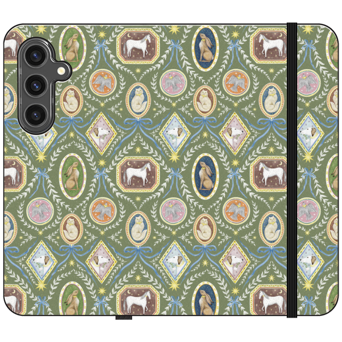 Charleston Moss Green Wallet Case By Catherine Rowe