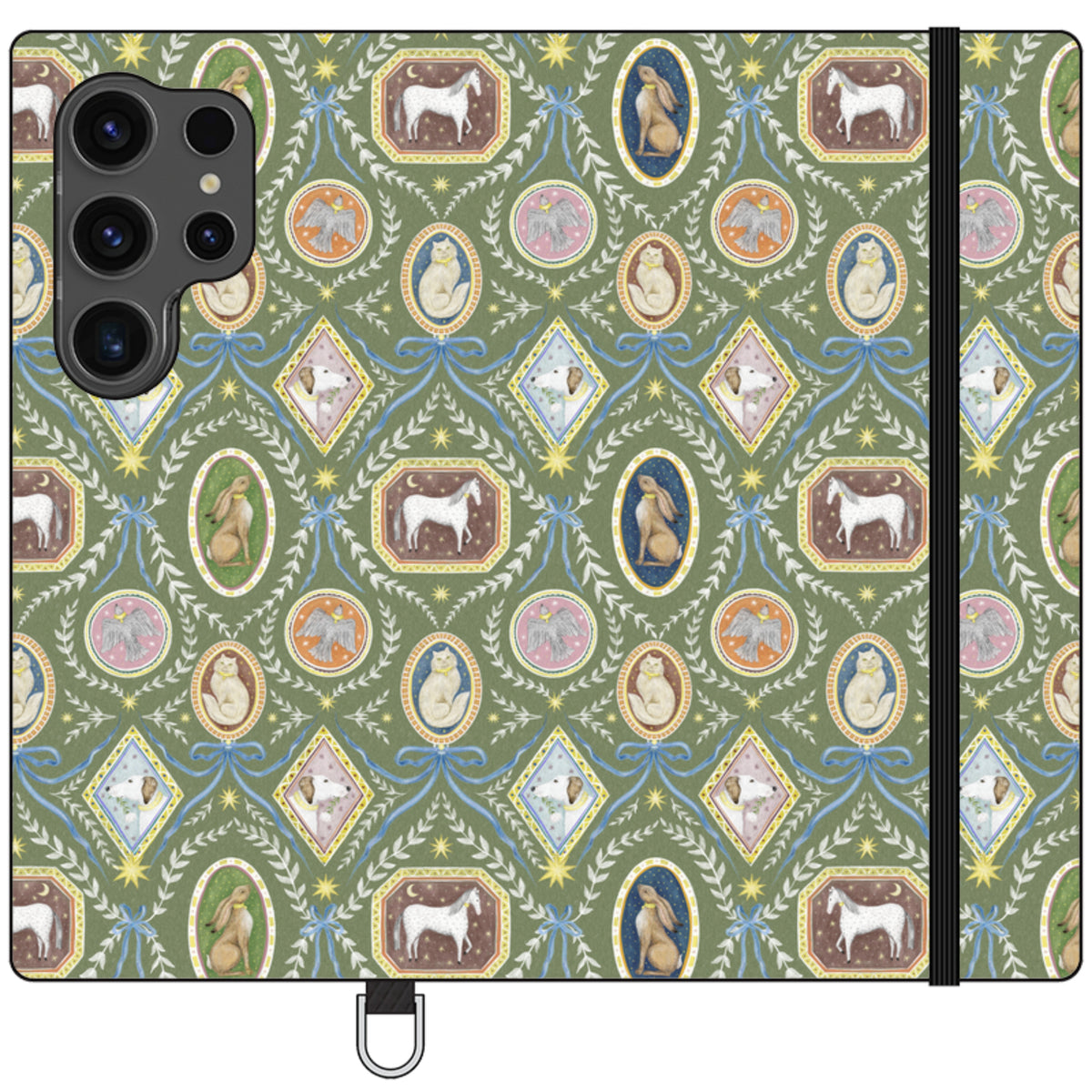 Charleston Moss Green Wallet Case By Catherine Rowe