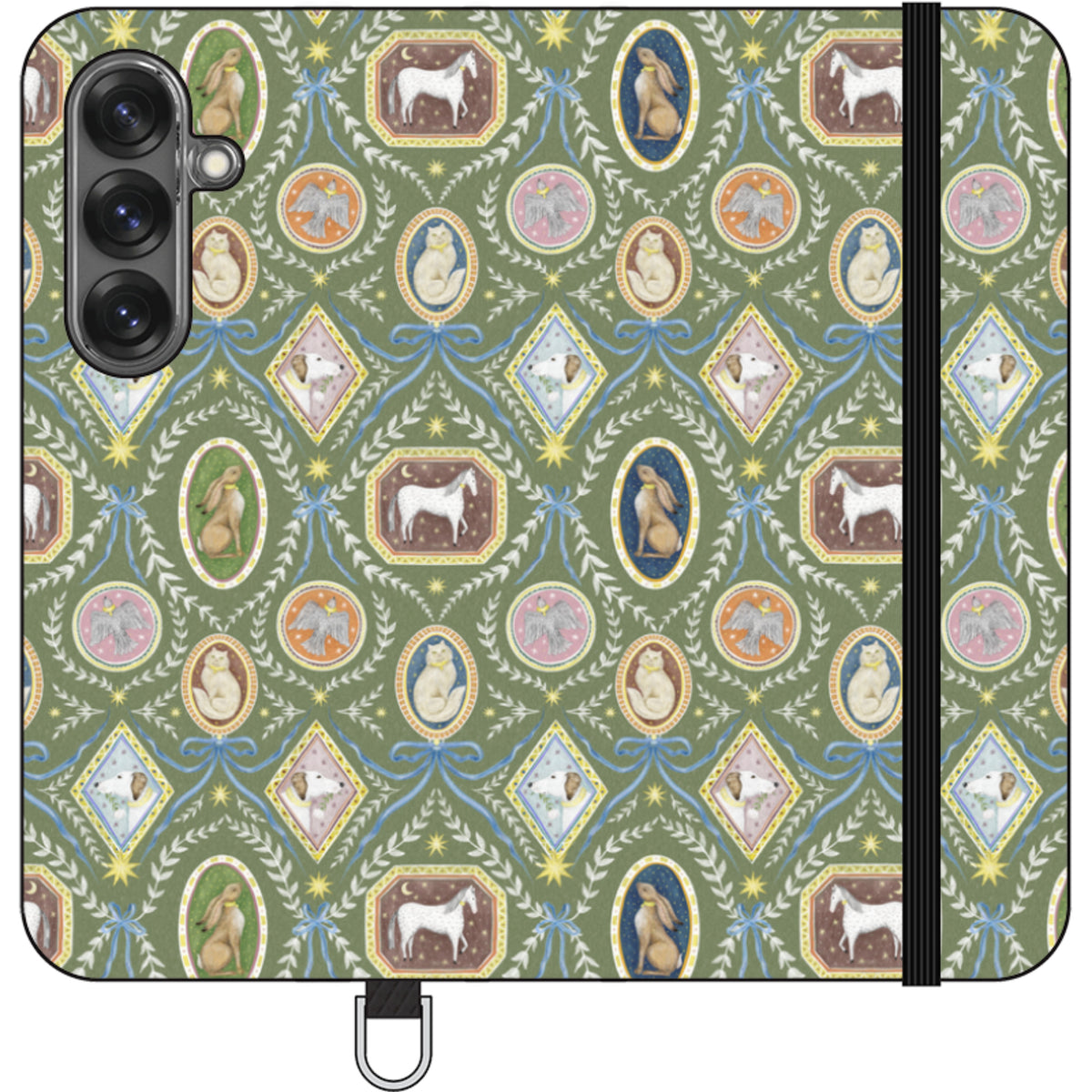 Charleston Moss Green Wallet Case By Catherine Rowe