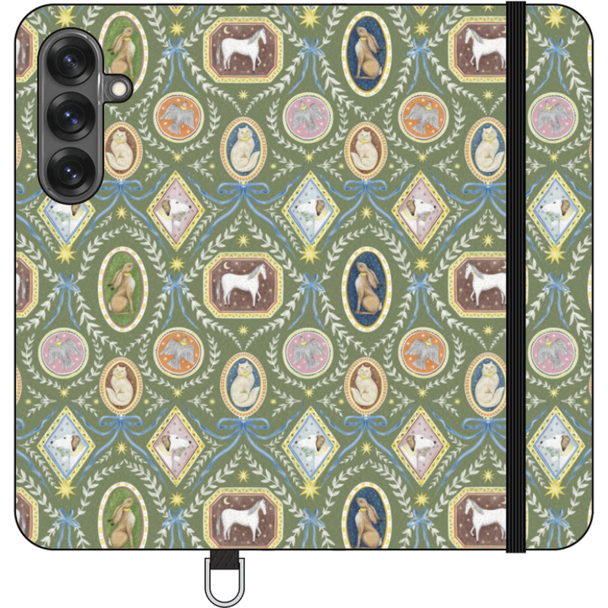 Charleston Moss Green Wallet Case By Catherine Rowe