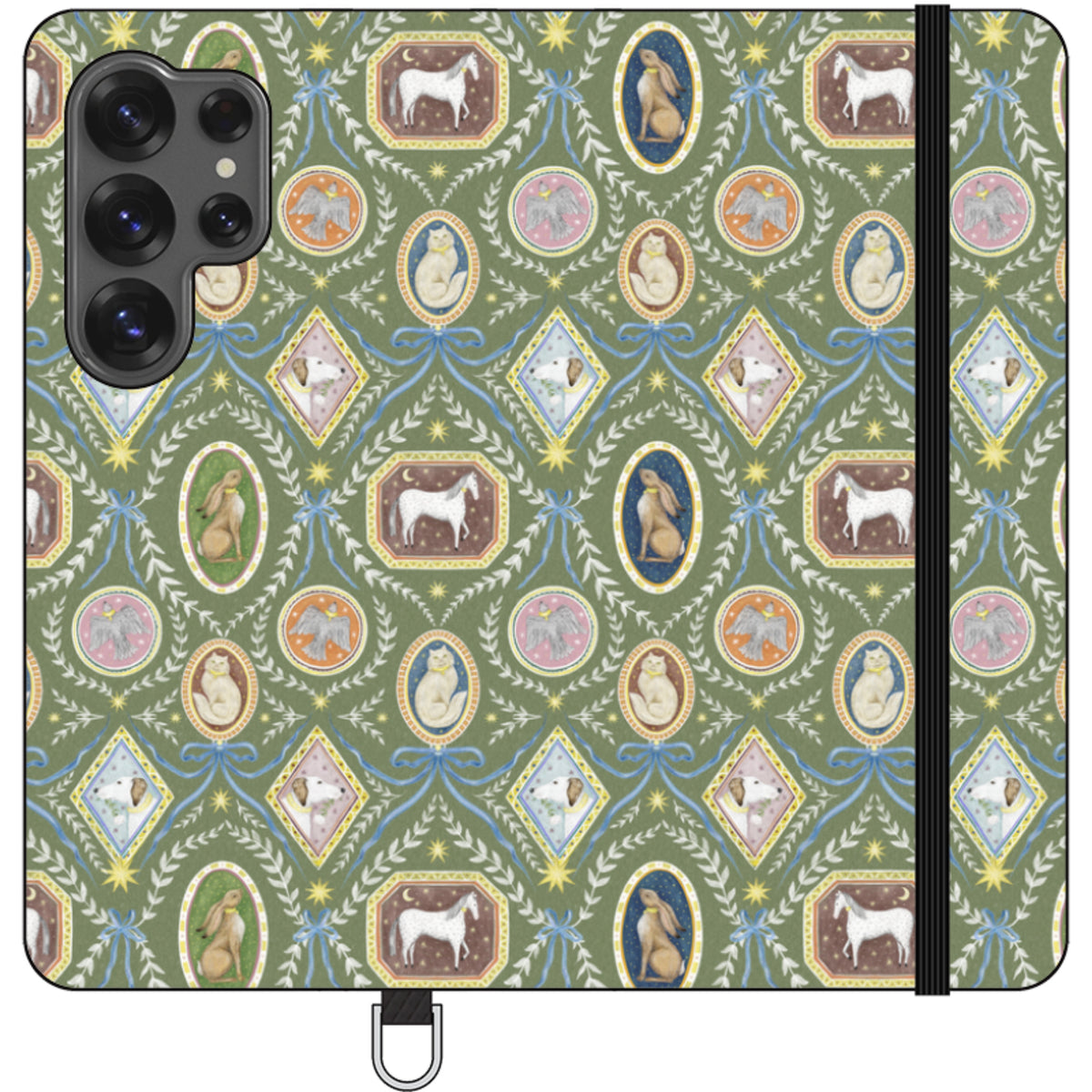 Charleston Moss Green Wallet Case By Catherine Rowe