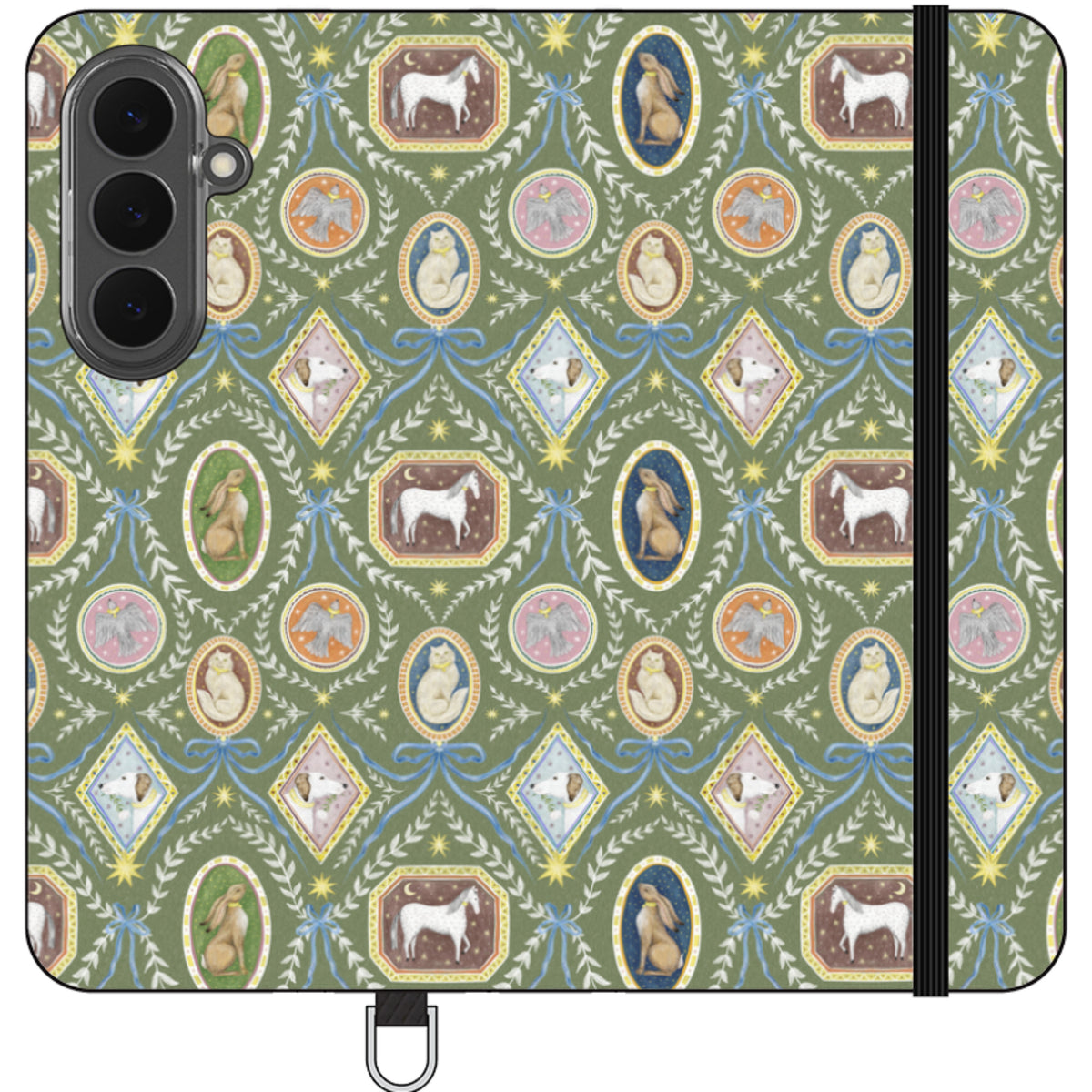 Charleston Moss Green Wallet Case By Catherine Rowe