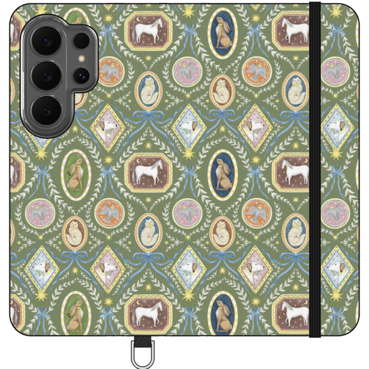 Charleston Moss Green Wallet Case By Catherine Rowe