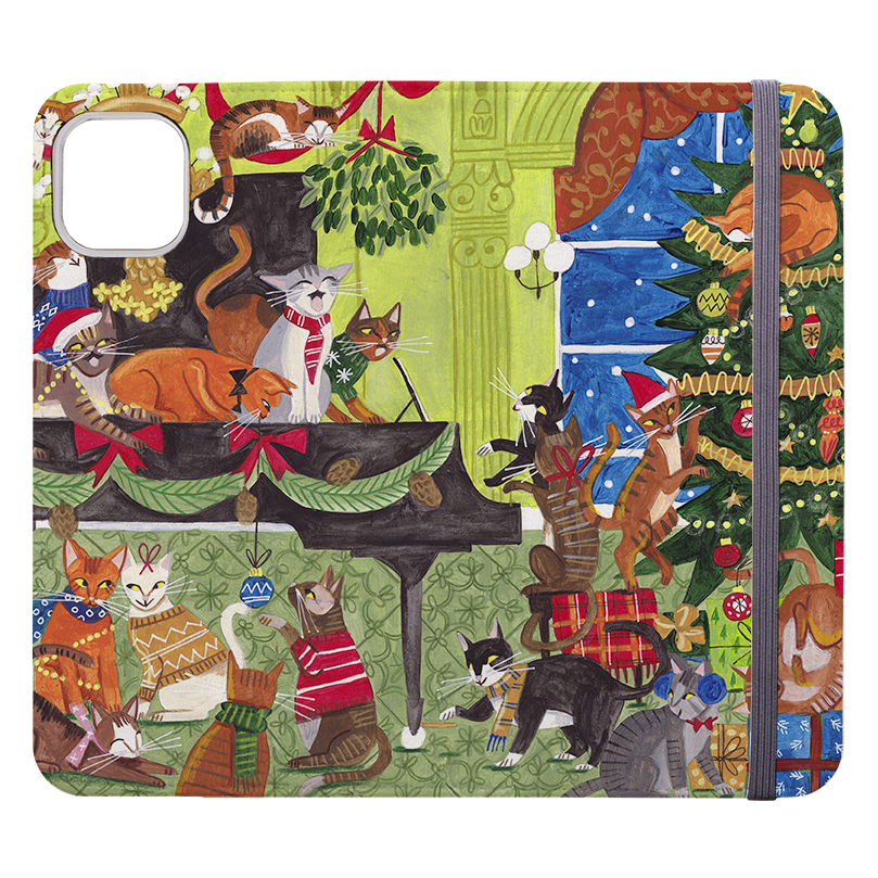 Christmas Cats Wallet Case By Caroline Bonne Muller