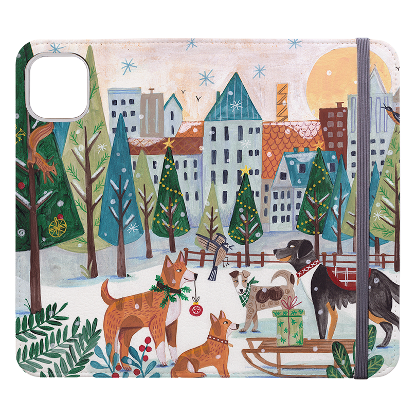 Christmas Dogs Wallet Case By Caroline Bonne Muller
