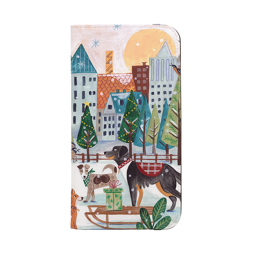 Christmas Dogs Wallet Case By Caroline Bonne Muller