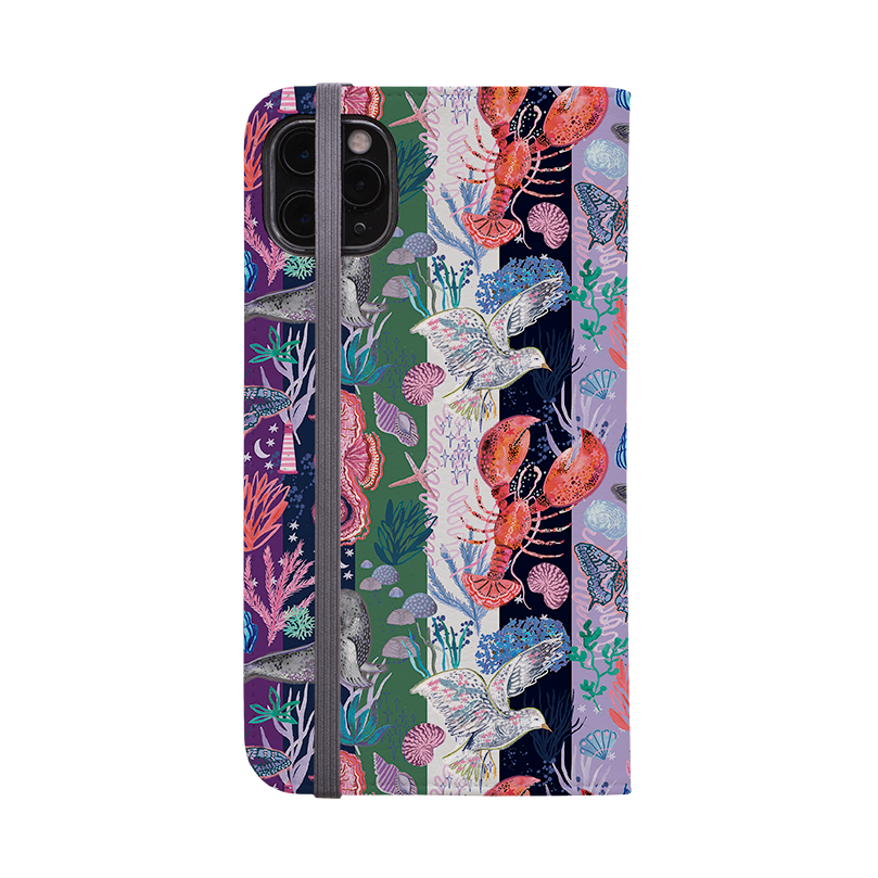 Coastal Calling Stripe Wallet Case By Emma Frances Grant