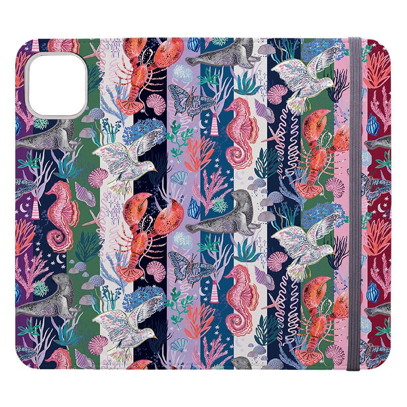 Coastal Calling Stripe Wallet Case By Emma Frances Grant