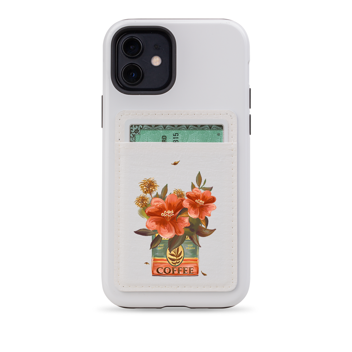 Coffee Floral MagSafe Wallet- White