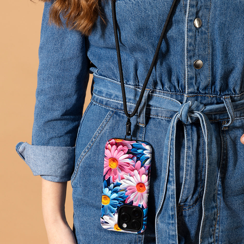 Cross Body Adjustable Phone Strap- Black (Not compatible with our wallet cases)