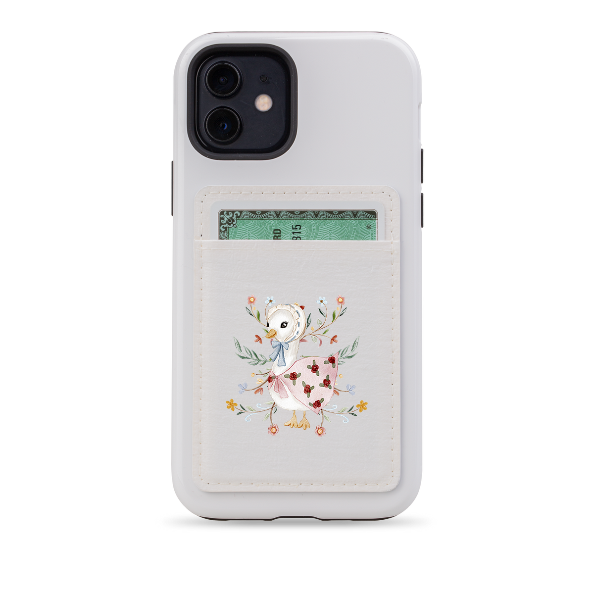 Duck Floral MagSafe Wallet- White